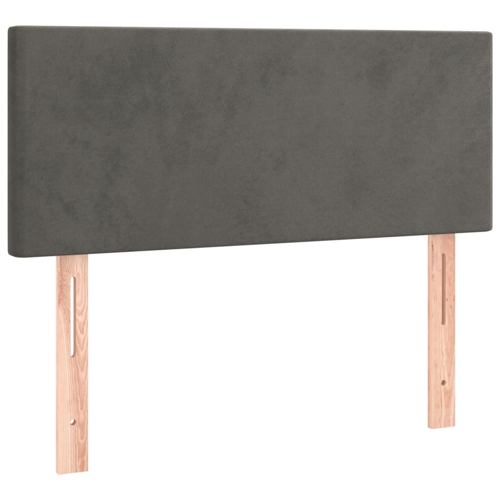 sötétszürke bársony rugós ágy matraccal 90 x 200 cm