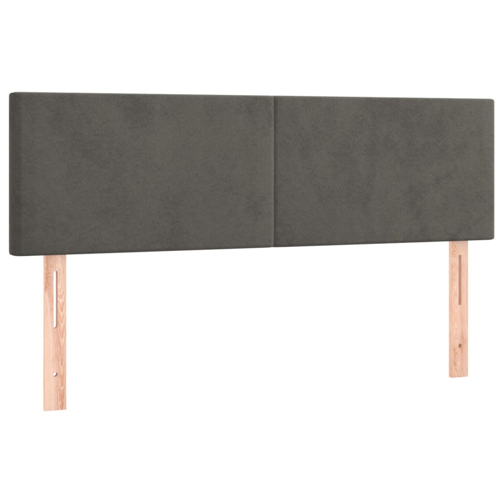 sötétszürke bársony rugós ágy matraccal 140x190 cm