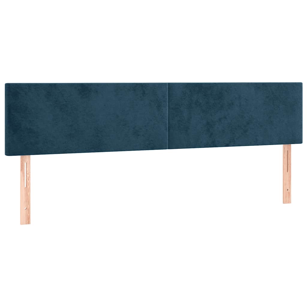 sötétkék bársony rugós ágy matraccal 200x200 cm