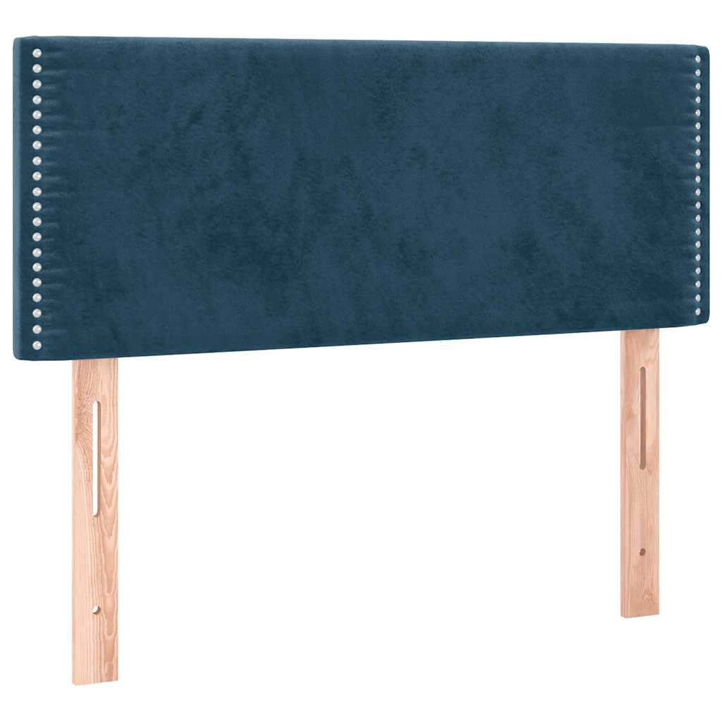 sötétkék bársony rugós ágy matraccal 100 x 200 cm
