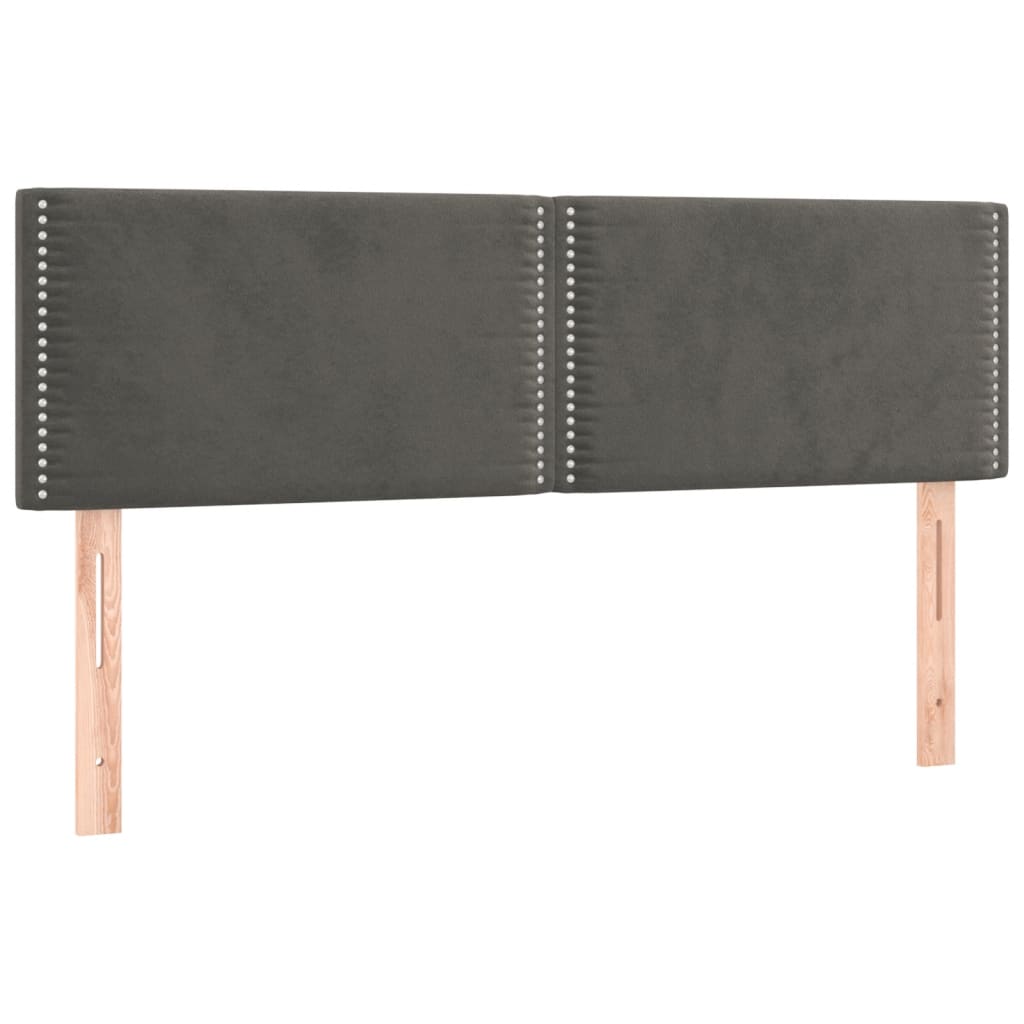 sötétszürke bársony rugós ágy matraccal 140x190 cm