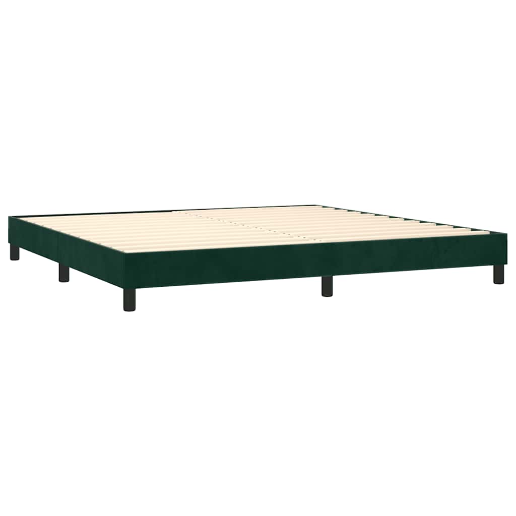 sötétzöld bársony rugós ágy matraccal 200x200 cm