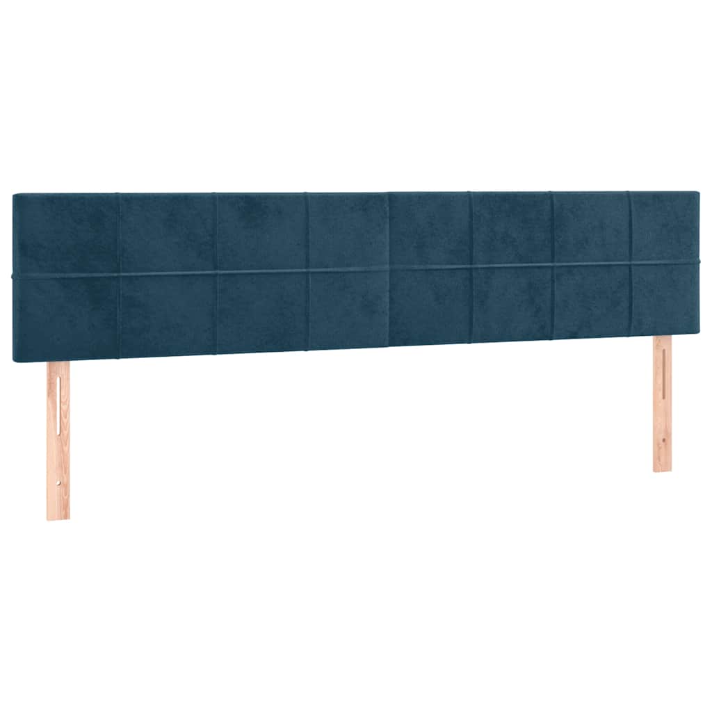 sötétkék bársony rugós ágy matraccal 200x200 cm