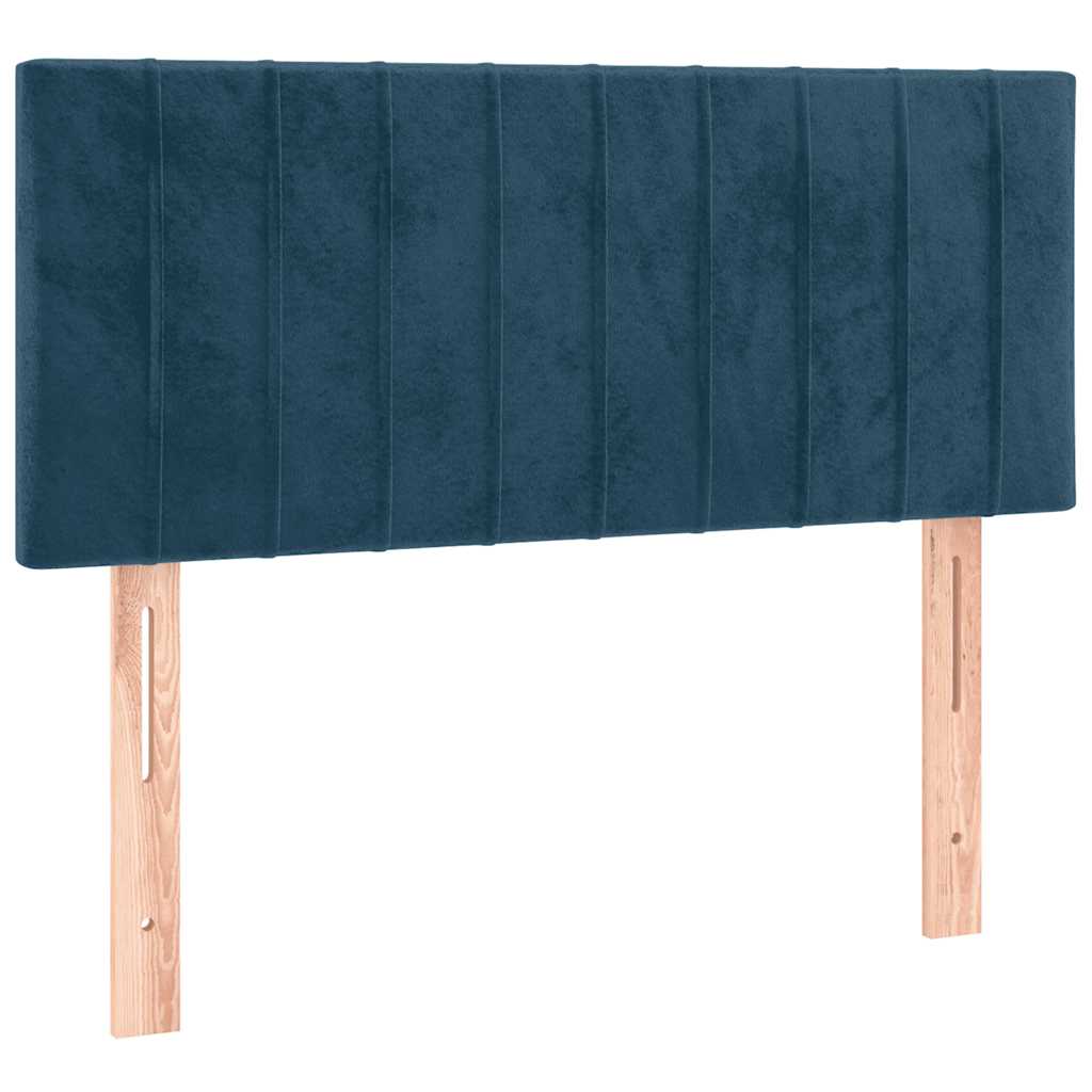 sötétkék bársony rugós ágy matraccal 80 x 200 cm