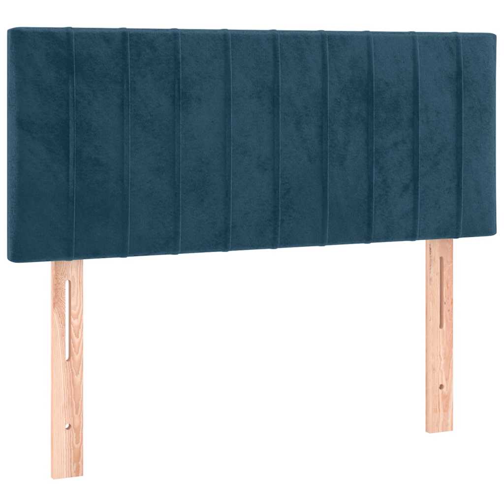 sötétkék bársony rugós ágy matraccal 90x190 cm