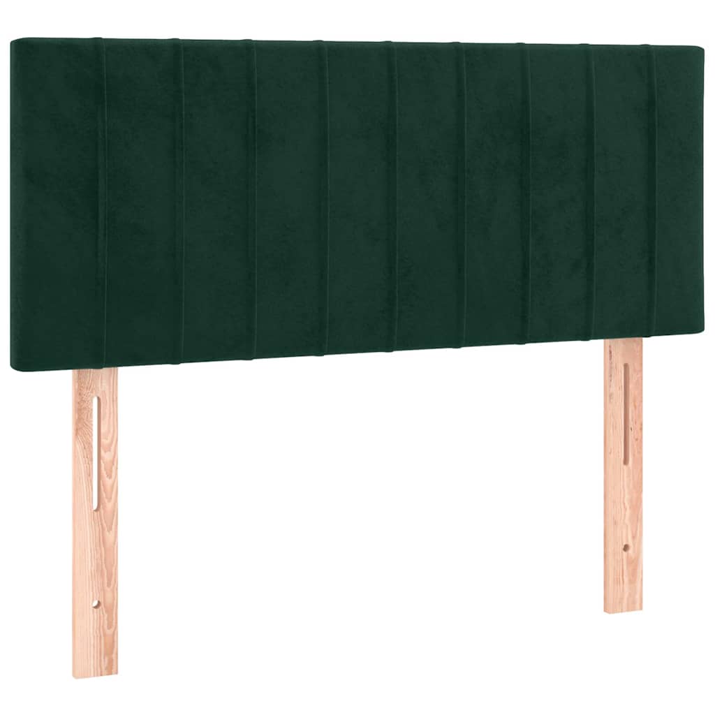 sötétzöld bársony rugós ágy matraccal 90 x 200 cm