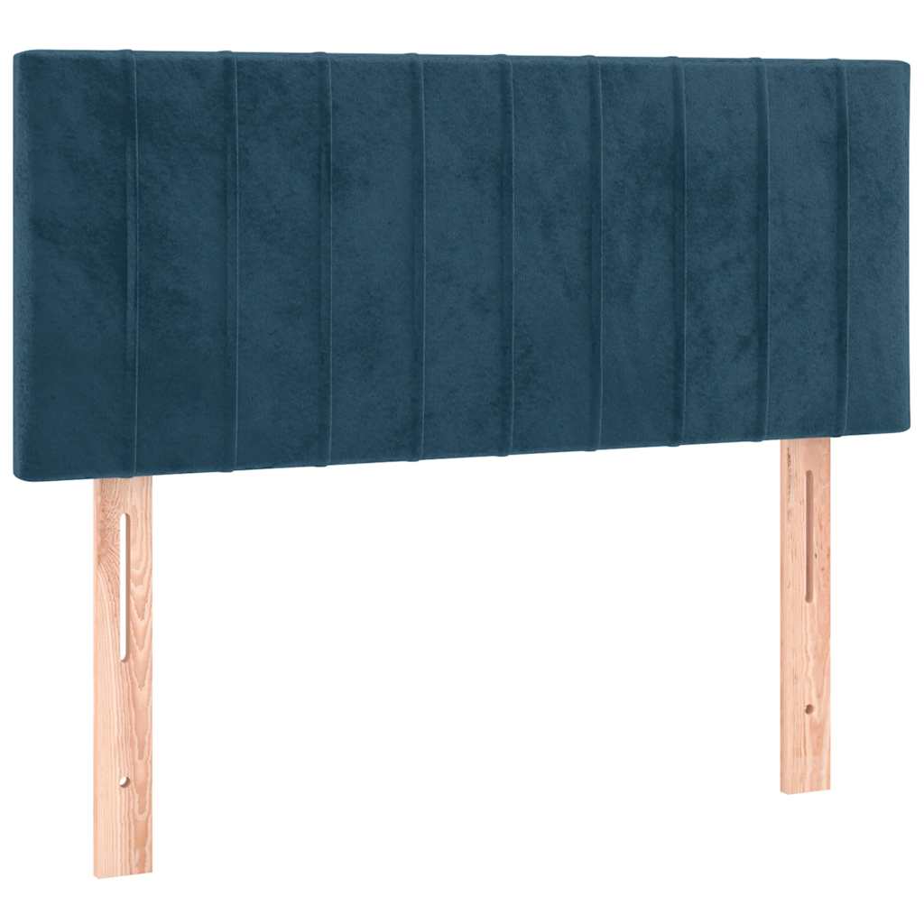 sötétkék bársony rugós ágy matraccal 90 x 200 cm