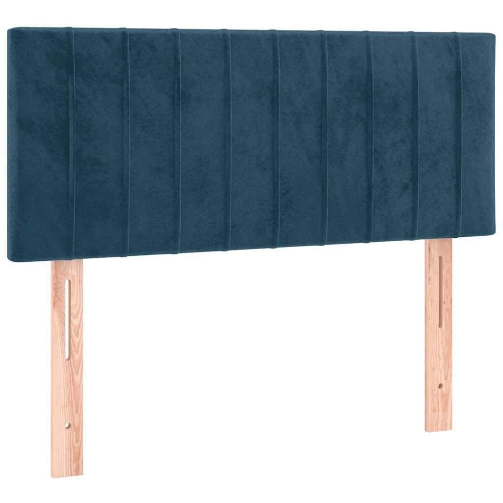 sötétkék bársony rugós ágy matraccal 100 x 200 cm