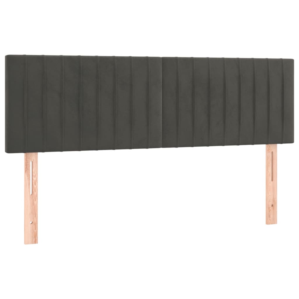 sötétszürke bársony rugós ágy matraccal 140x190 cm