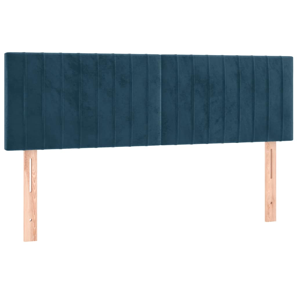 sötétkék bársony rugós ágy matraccal 140x190 cm