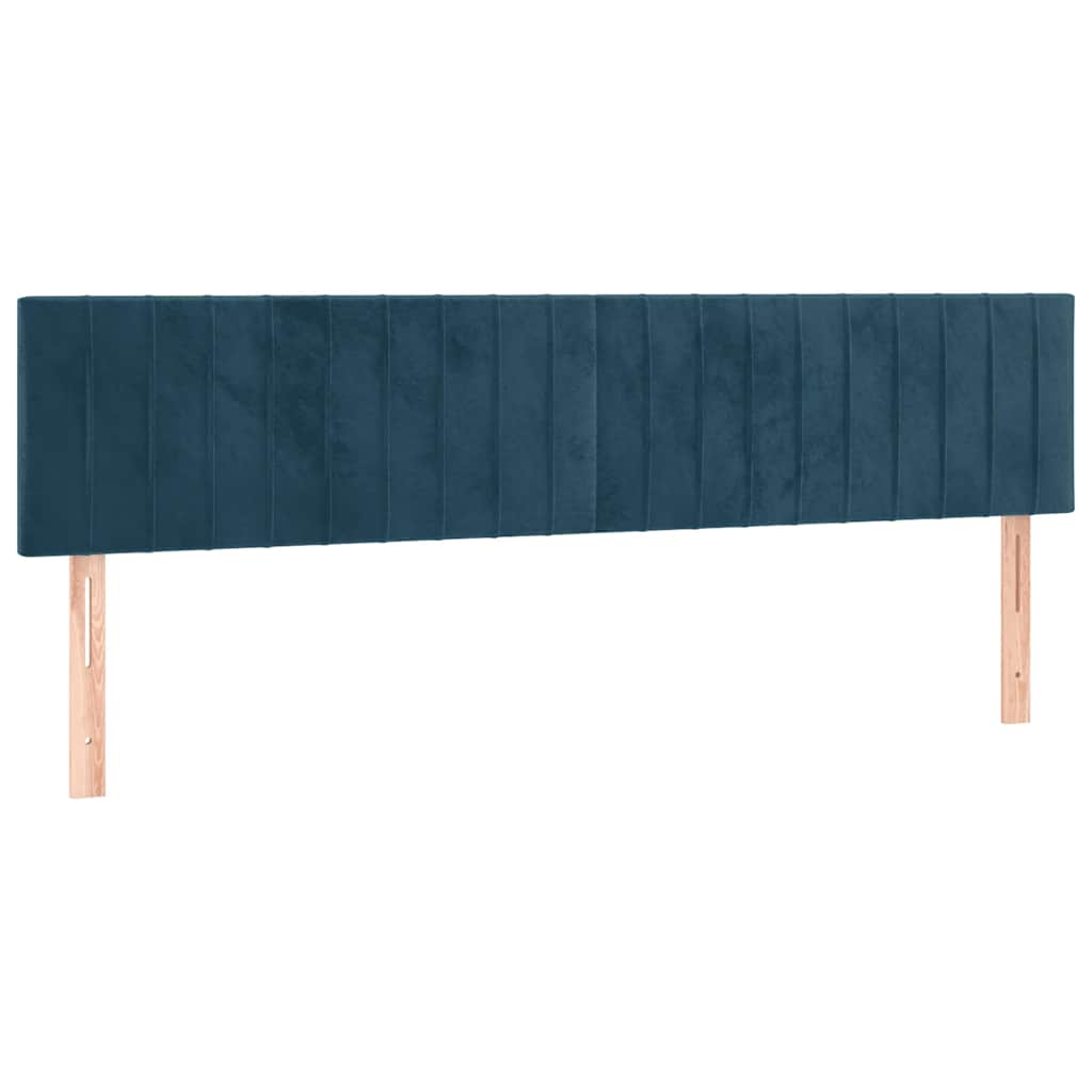 sötétkék bársony rugós ágy matraccal 160x200 cm