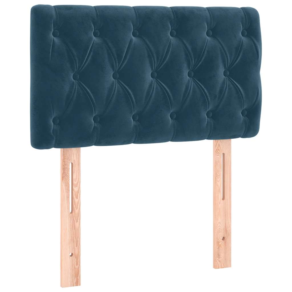 sötétkék bársony rugós ágy matraccal 200x200 cm