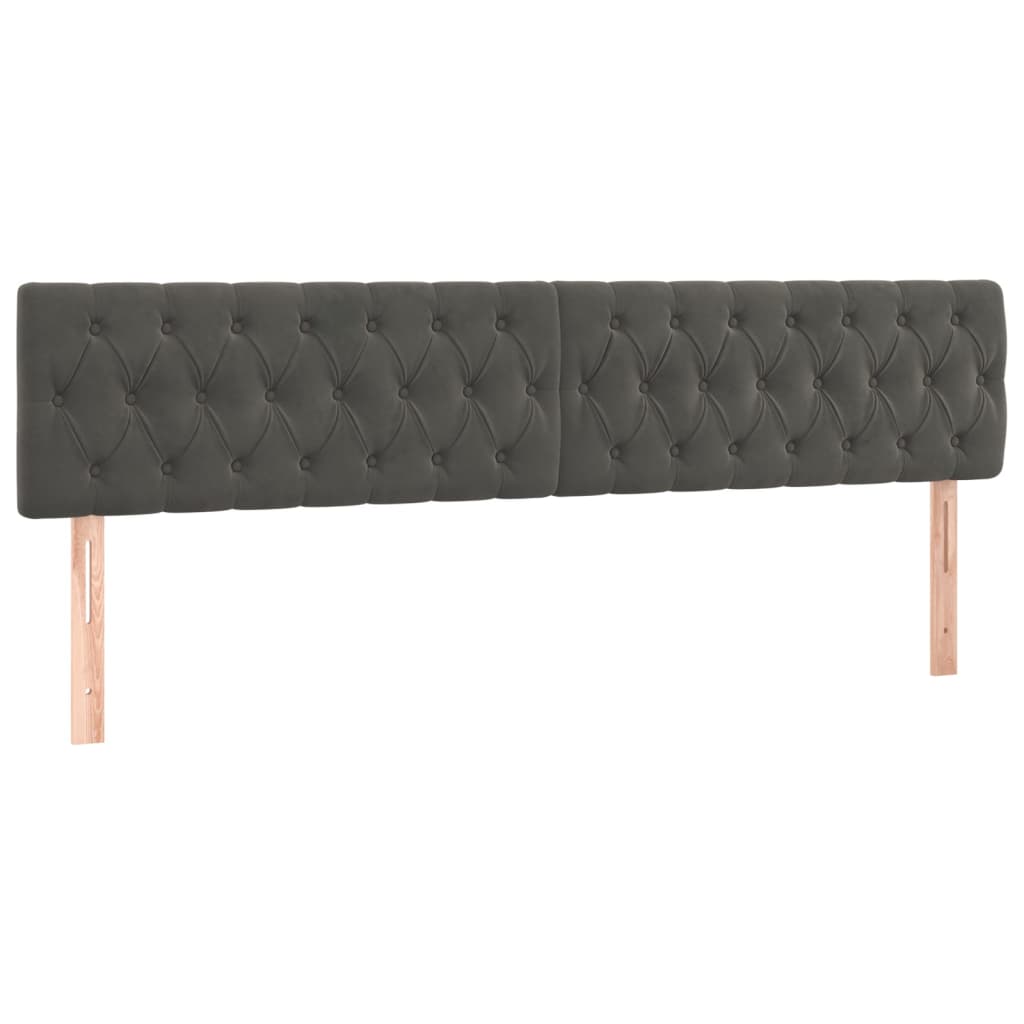 sötétszürke bársony rugós ágy matraccal 200x200 cm