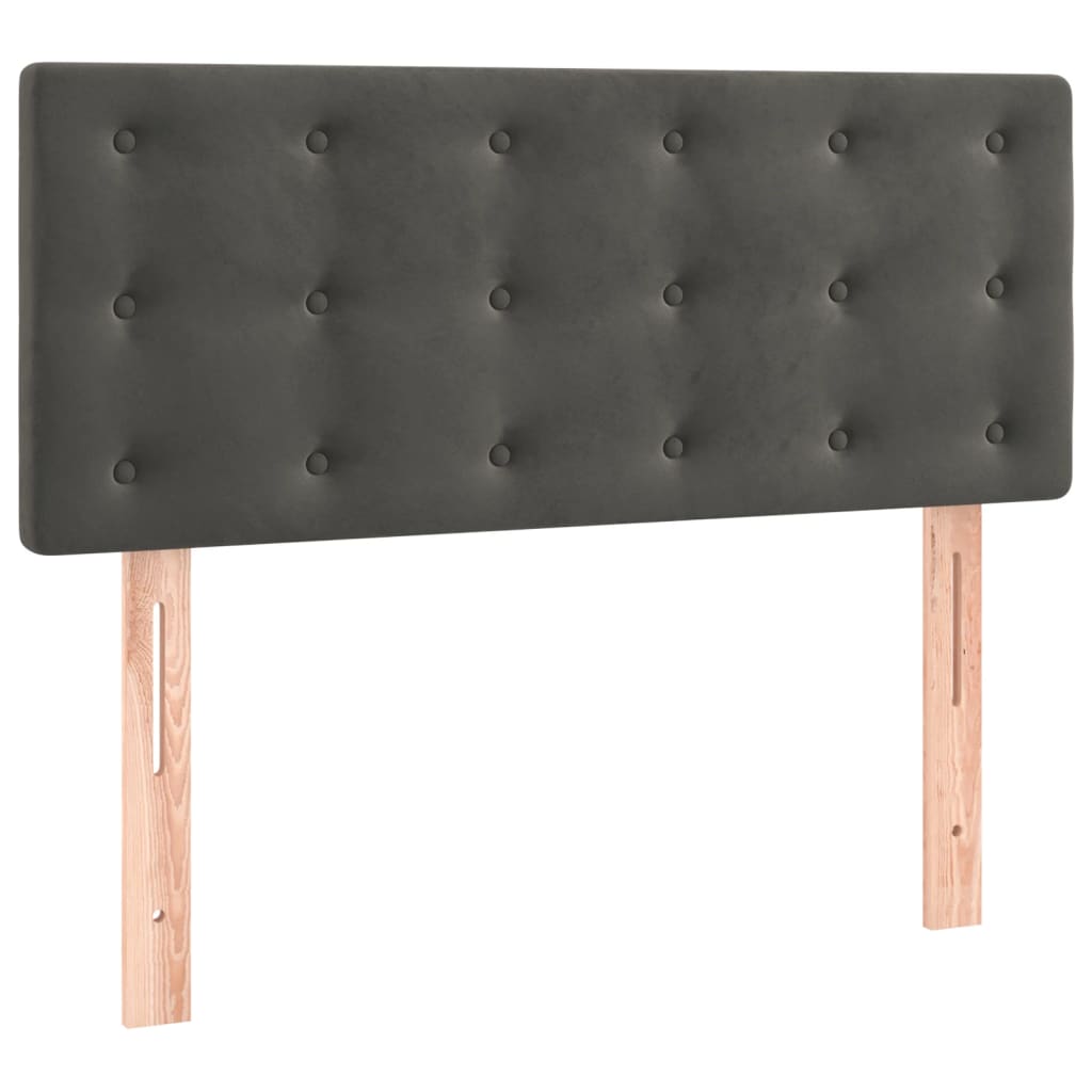 sötétszürke bársony rugós ágy matraccal 100 x 200 cm