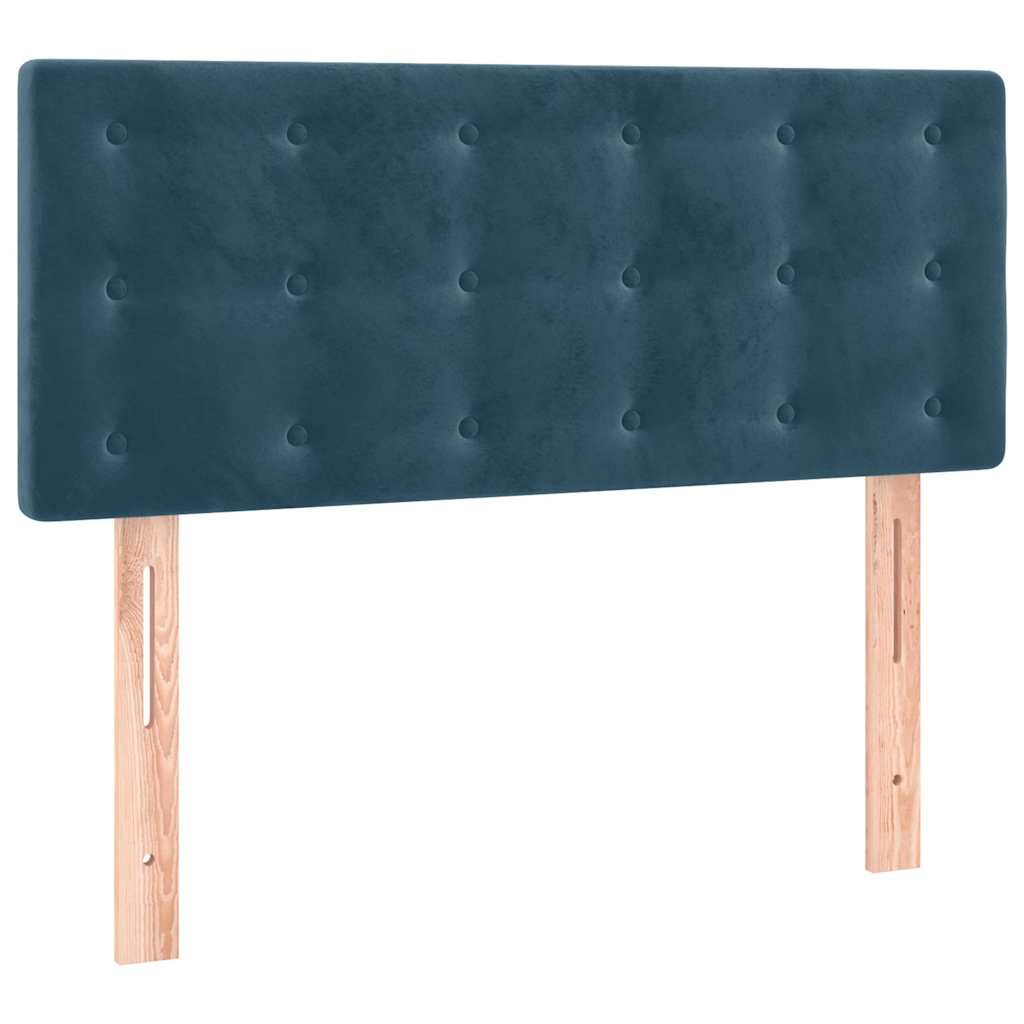 sötétkék bársony rugós ágy matraccal 100 x 200 cm