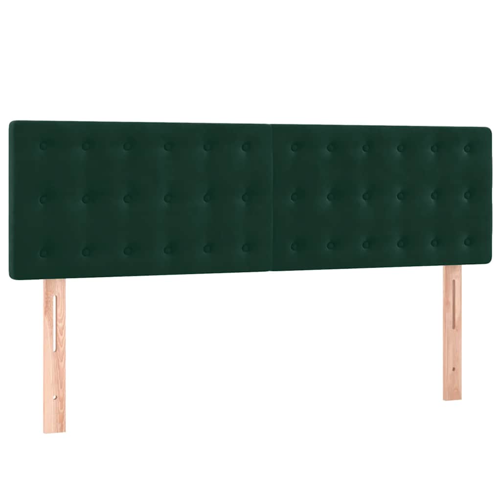 sötétzöld bársony rugós ágy matraccal 140x190 cm