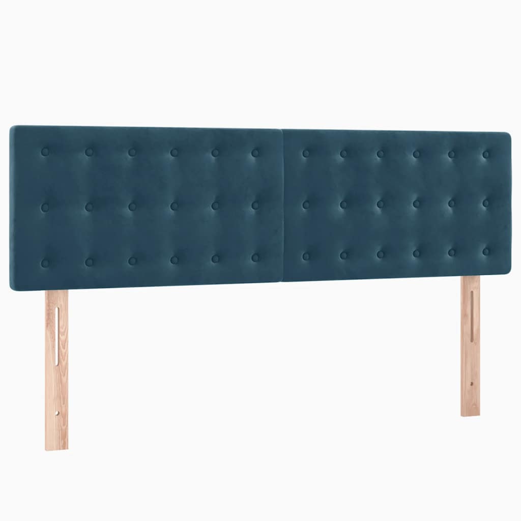 sötétkék bársony rugós ágy matraccal 140x190 cm