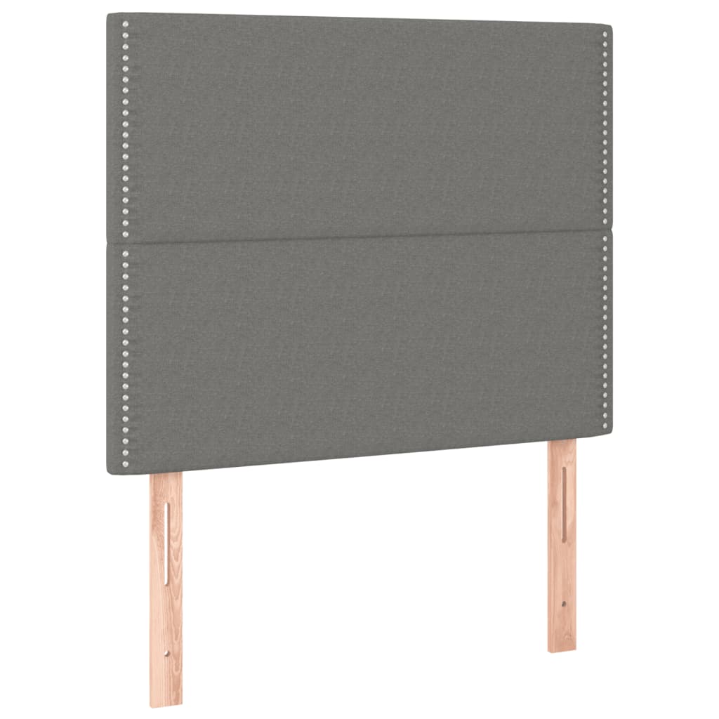 sötétszürke szövet rugós ágy matraccal 100 x 200 cm