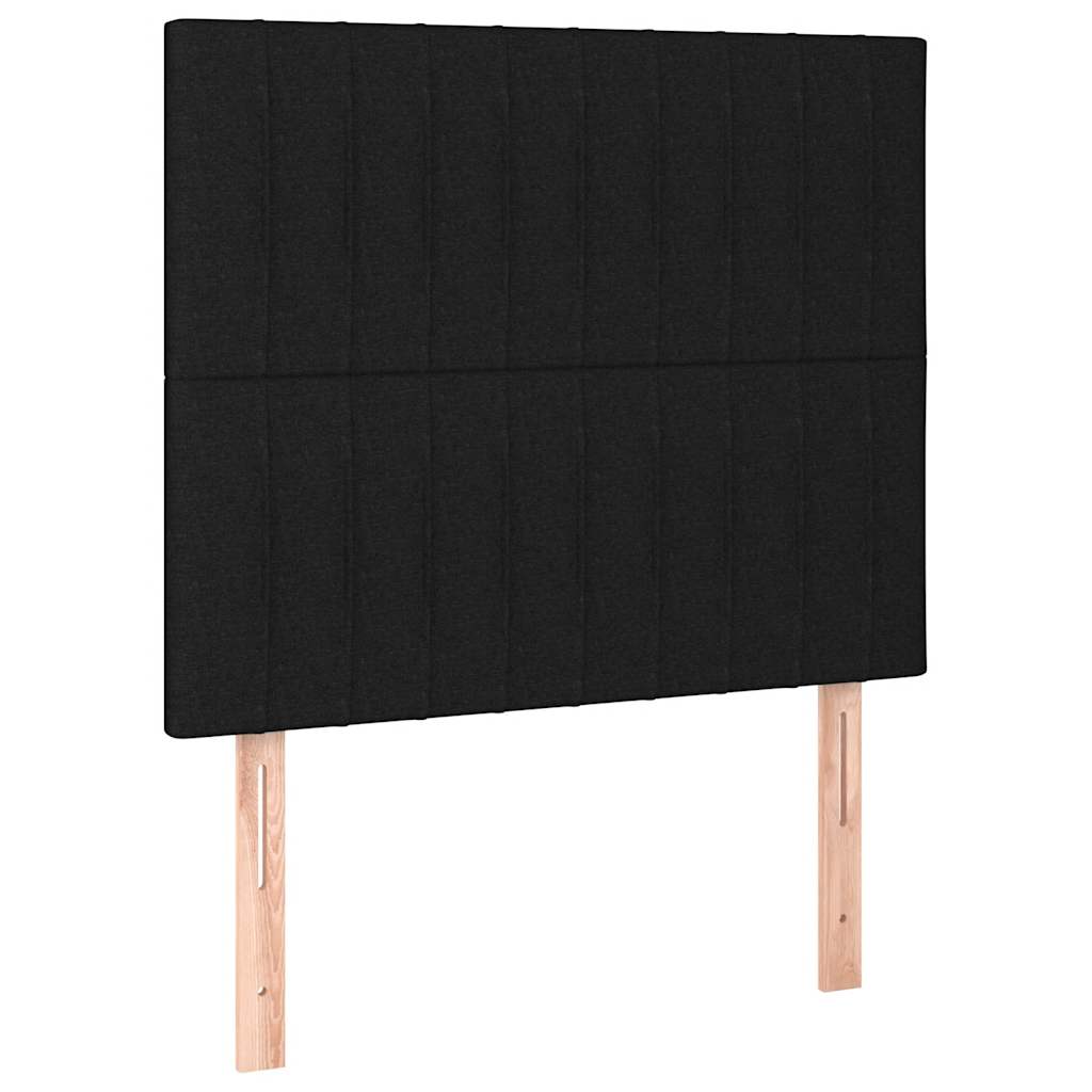 fekete szövet rugós ágy matraccal 90x200 cm