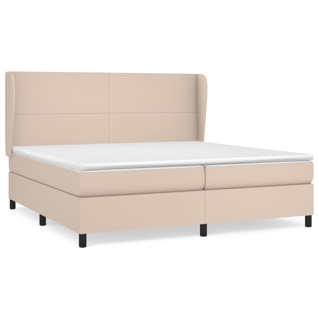cappuccino színű műbőr rugós ágy matraccal 200 x 200 cm
