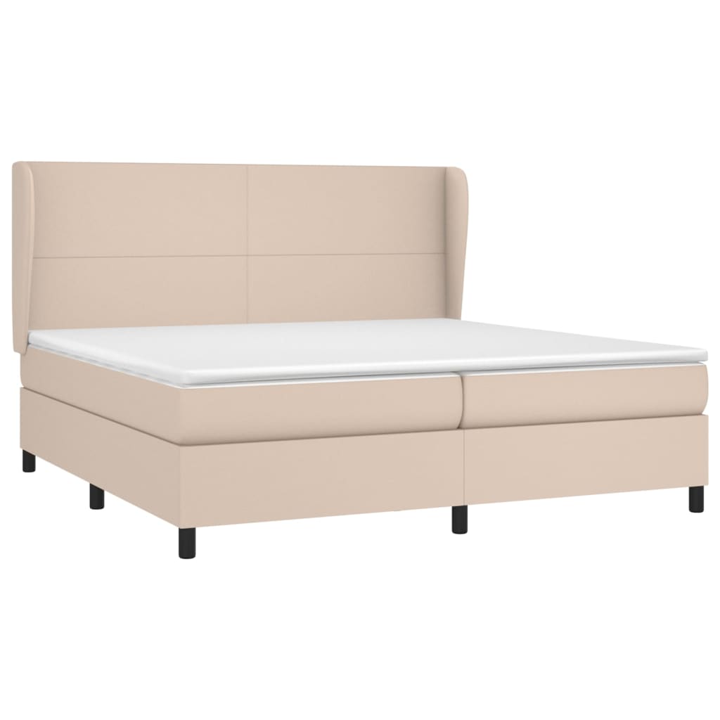 cappuccino színű műbőr rugós ágy matraccal 200 x 200 cm