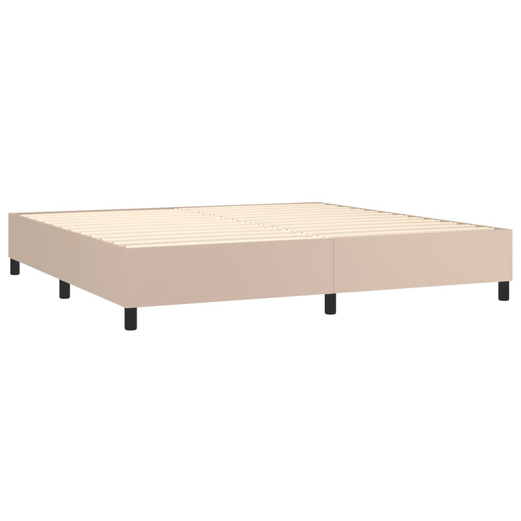 cappuccino színű műbőr rugós ágy matraccal 200 x 200 cm