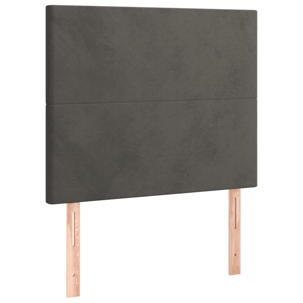 sötétszürke bársony rugós ágy matraccal 80 x 200 cm