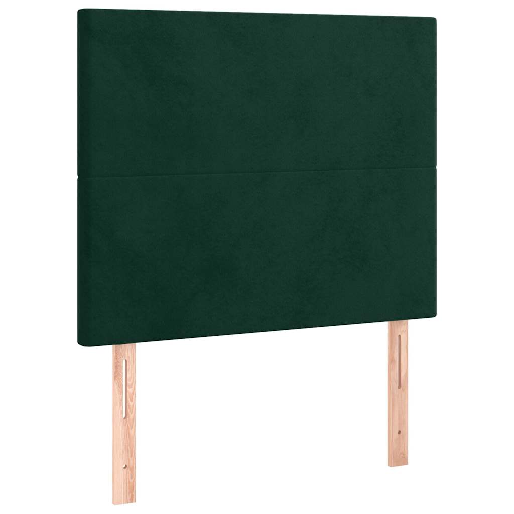 sötétzöld bársony rugós ágy matraccal 80 x 200 cm