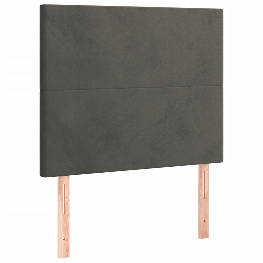 sötétszürke bársony rugós ágy matraccal 90x190 cm