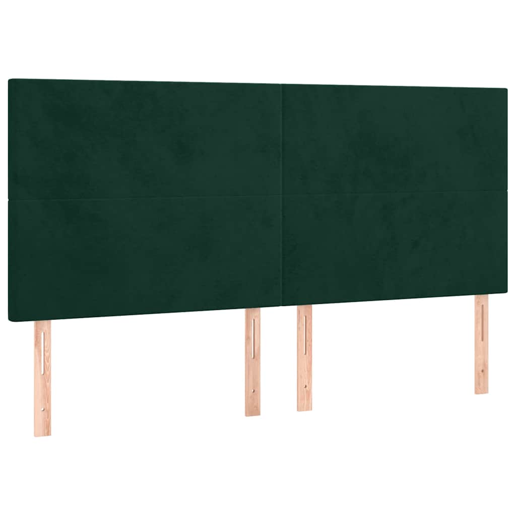sötétzöld bársony rugós ágy matraccal 180x200 cm