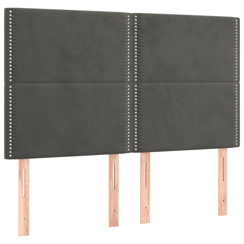 sötétszürke bársony rugós ágy matraccal 140x190 cm