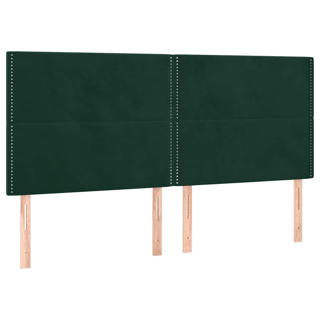sötétzöld bársony rugós ágy matraccal 200x200 cm