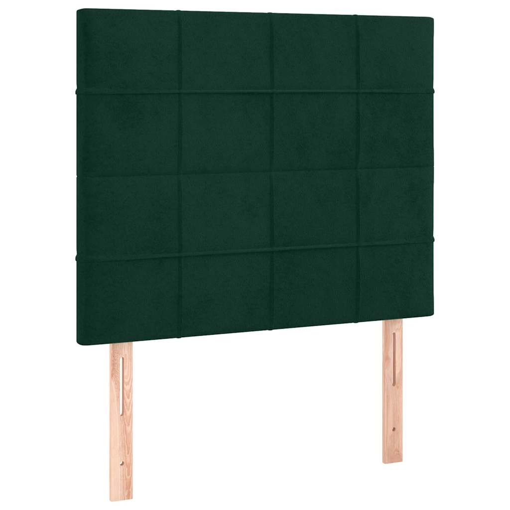 sötétzöld bársony rugós ágy matraccal 80 x 200 cm