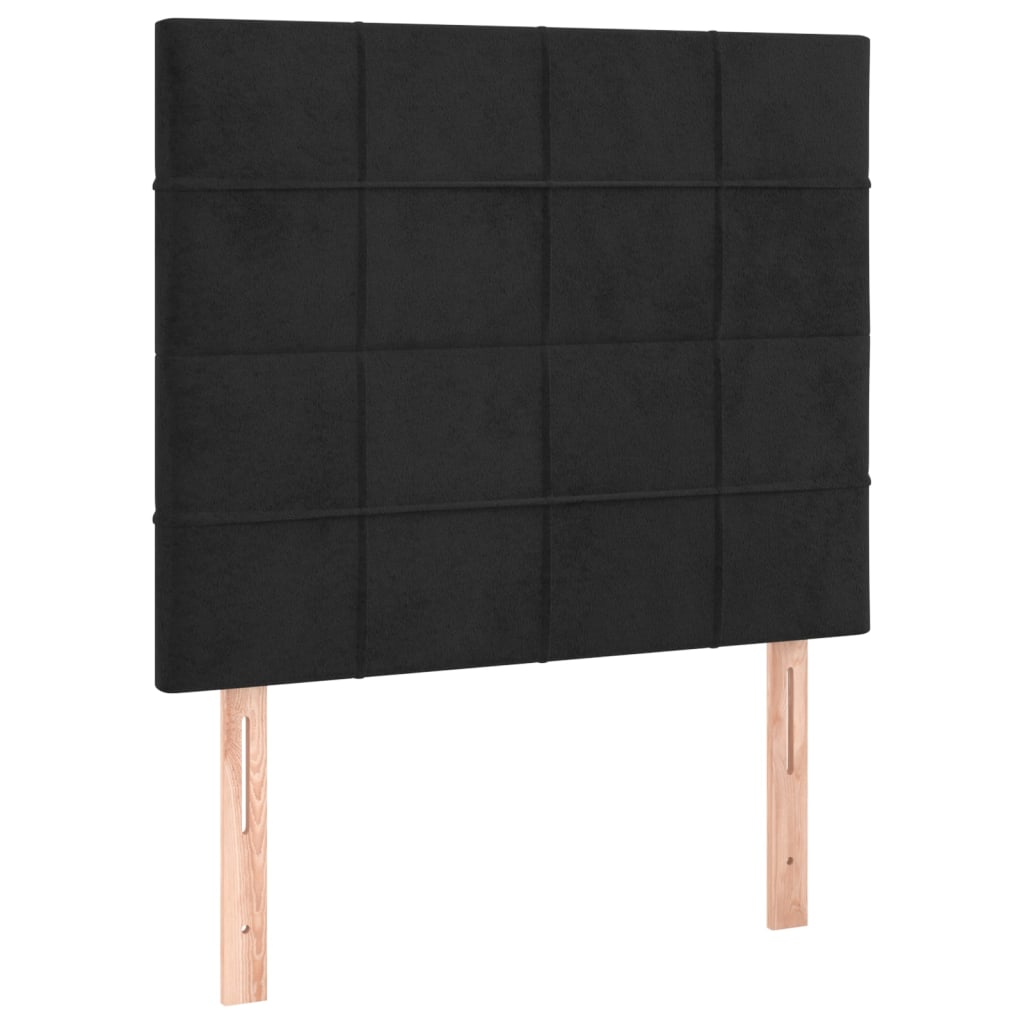 fekete bársony rugós ágy matraccal 90x190 cm