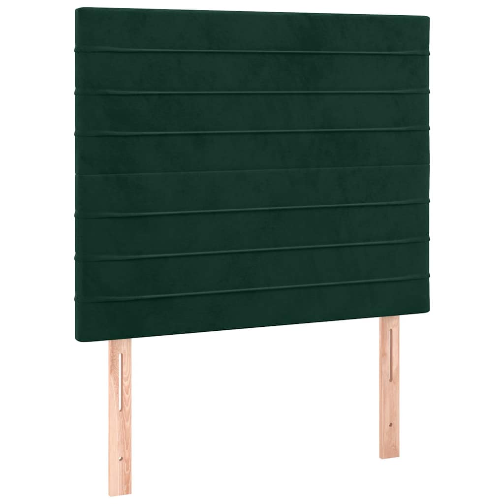 sötétzöld bársony rugós ágy matraccal 90 x 200 cm