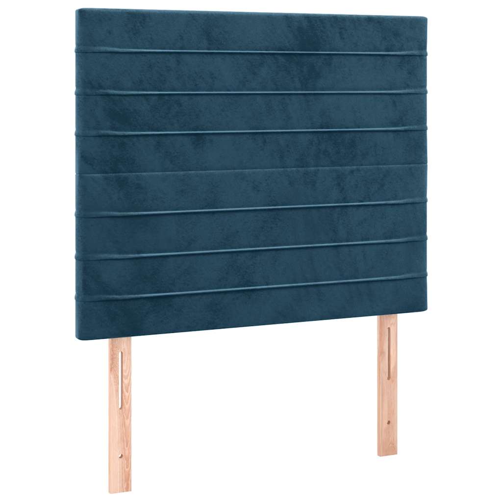 sötétkék bársony rugós ágy matraccal 90 x 200 cm