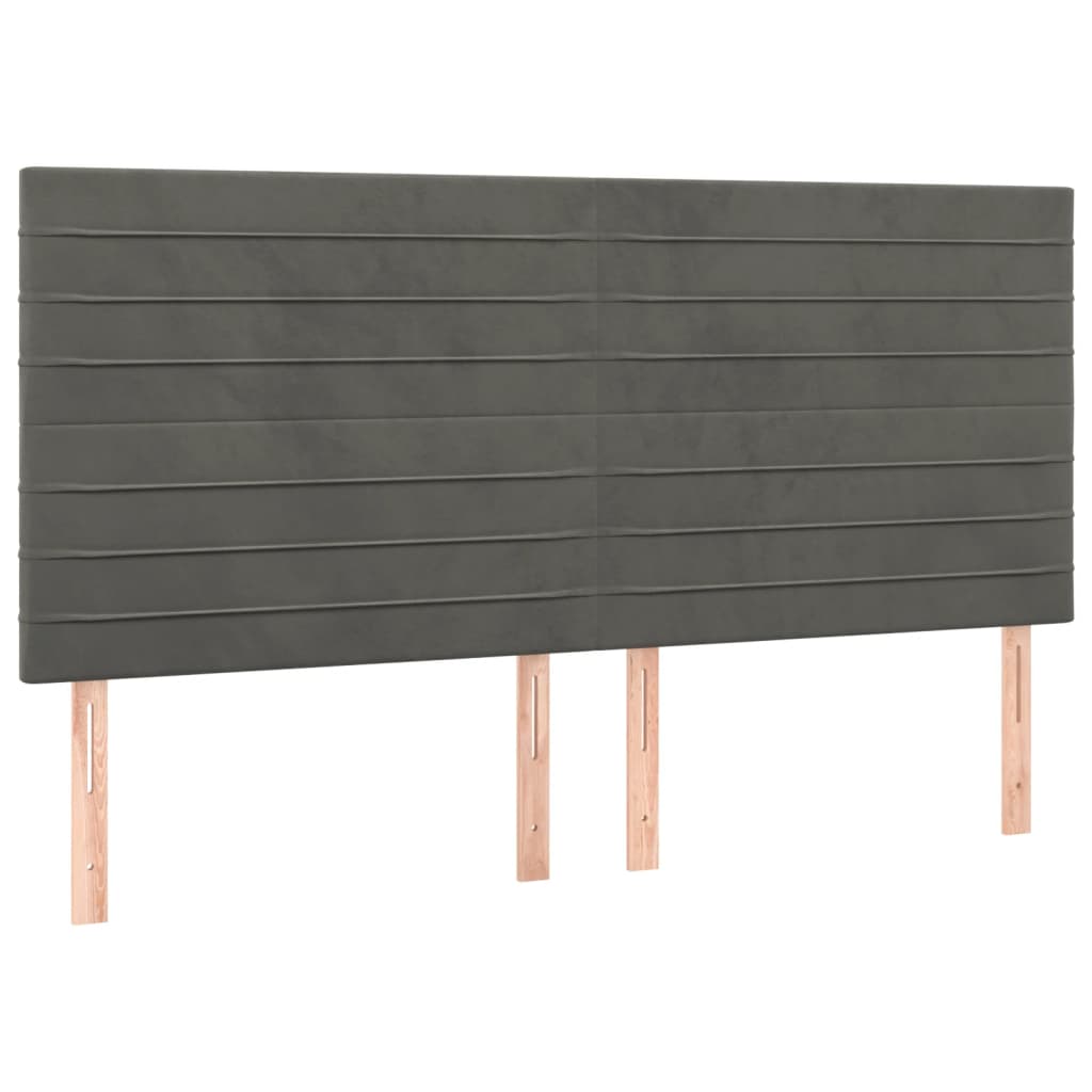 sötétszürke bársony rugós ágy matraccal 200x200 cm