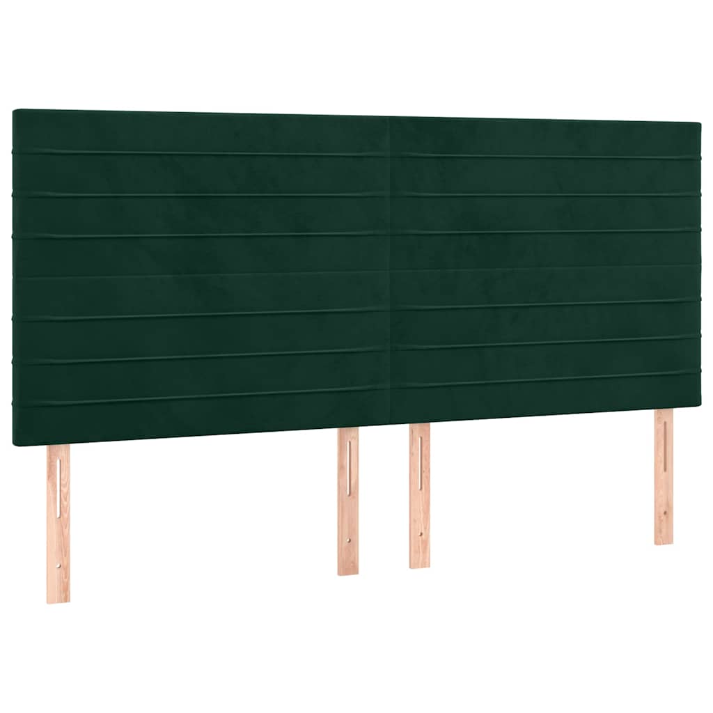 sötétzöld bársony rugós ágy matraccal 200x200 cm