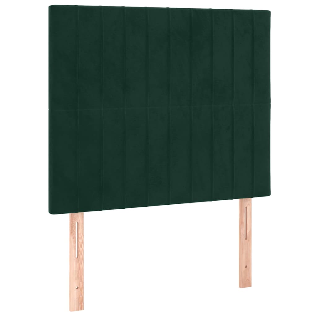 sötétzöld bársony rugós ágy matraccal 80 x 200 cm