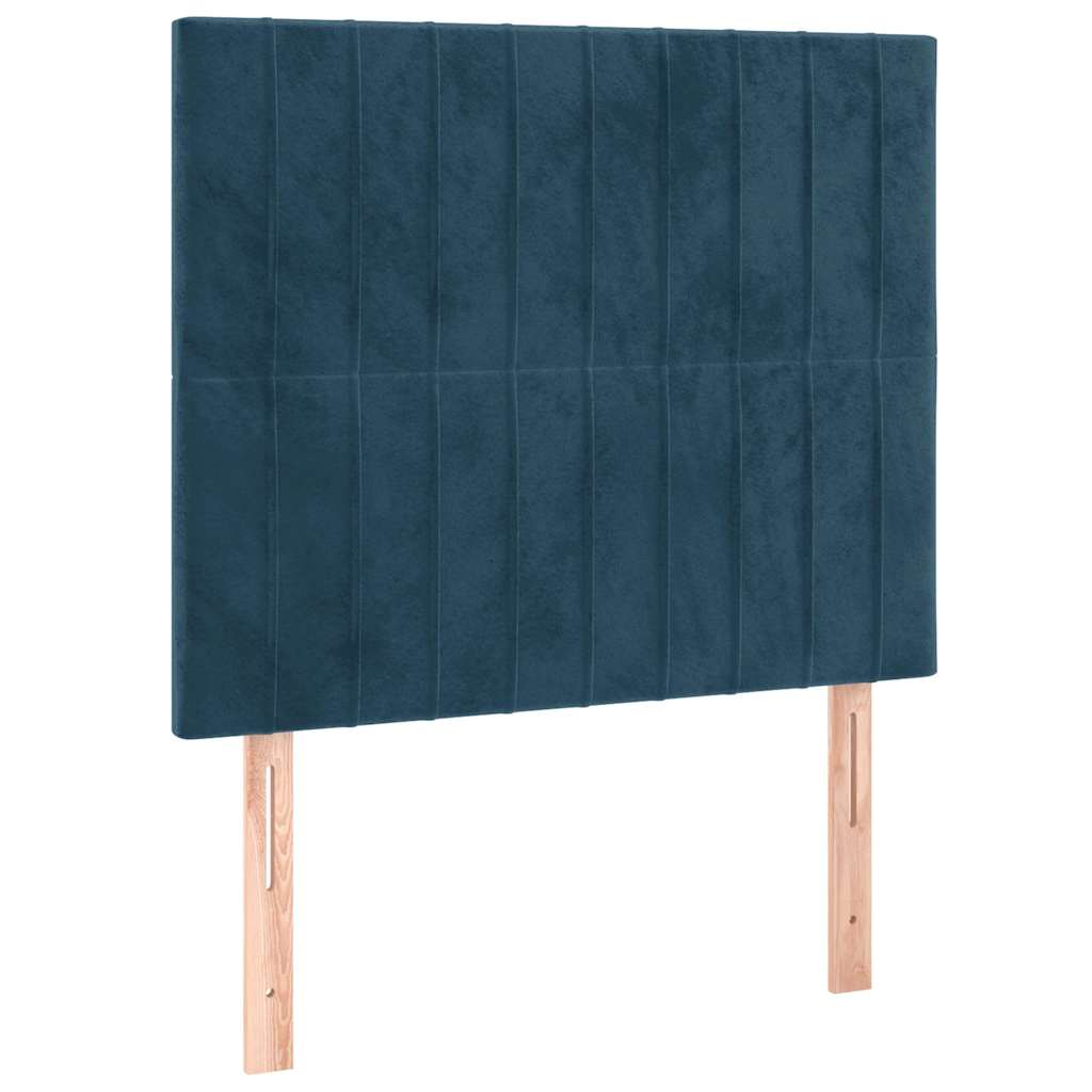 sötétkék bársony rugós ágy matraccal 80 x 200 cm