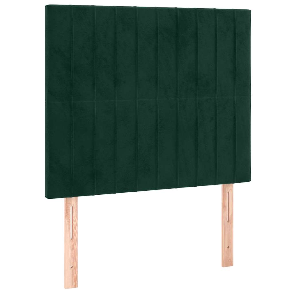 sötétzöld bársony rugós ágy matraccal 90x190 cm