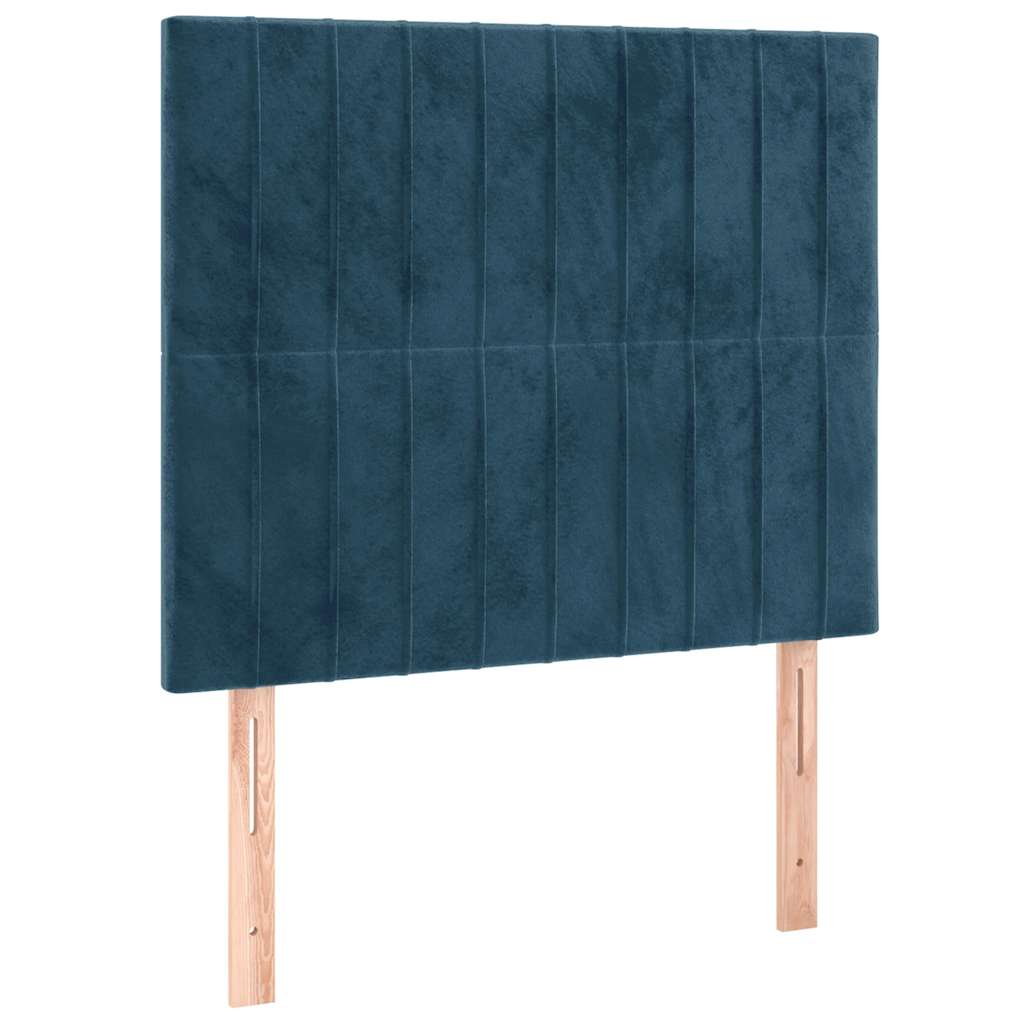 sötétkék bársony rugós ágy matraccal 90x190 cm
