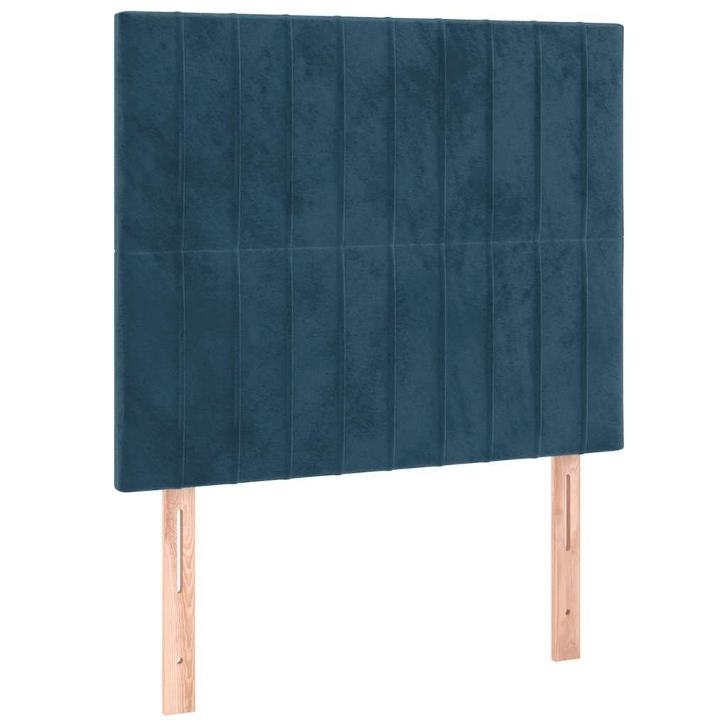 sötétkék bársony rugós ágy matraccal 100 x 200 cm