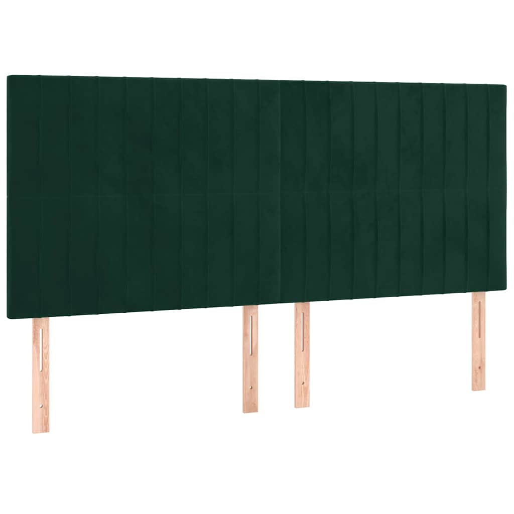 sötétzöld bársony rugós ágy matraccal 160x200 cm
