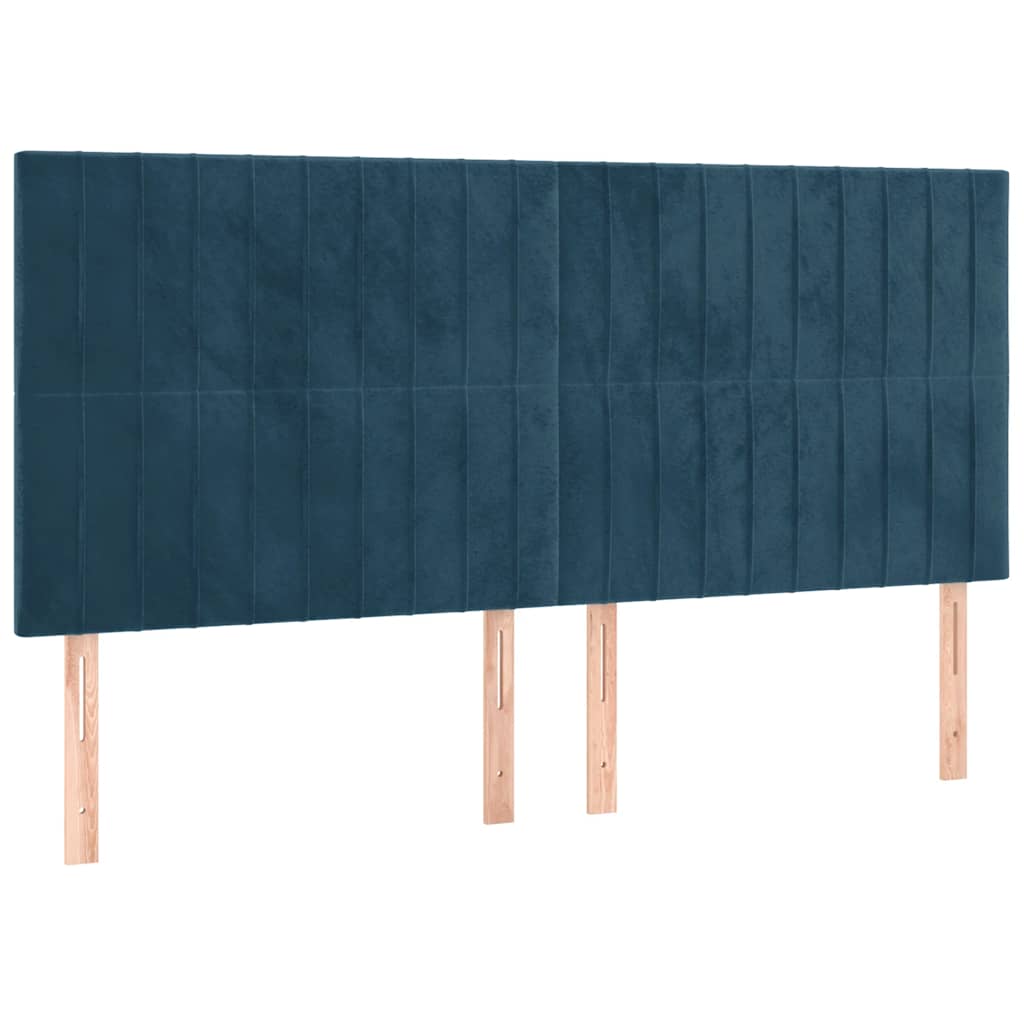 sötétkék bársony rugós ágy matraccal 200x200 cm