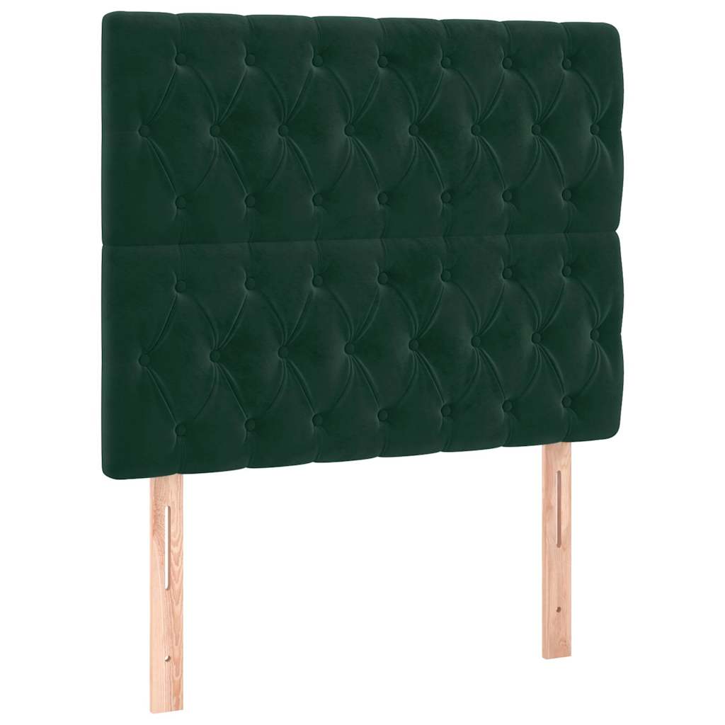 sötétzöld bársony rugós ágy matraccal 90 x 200 cm