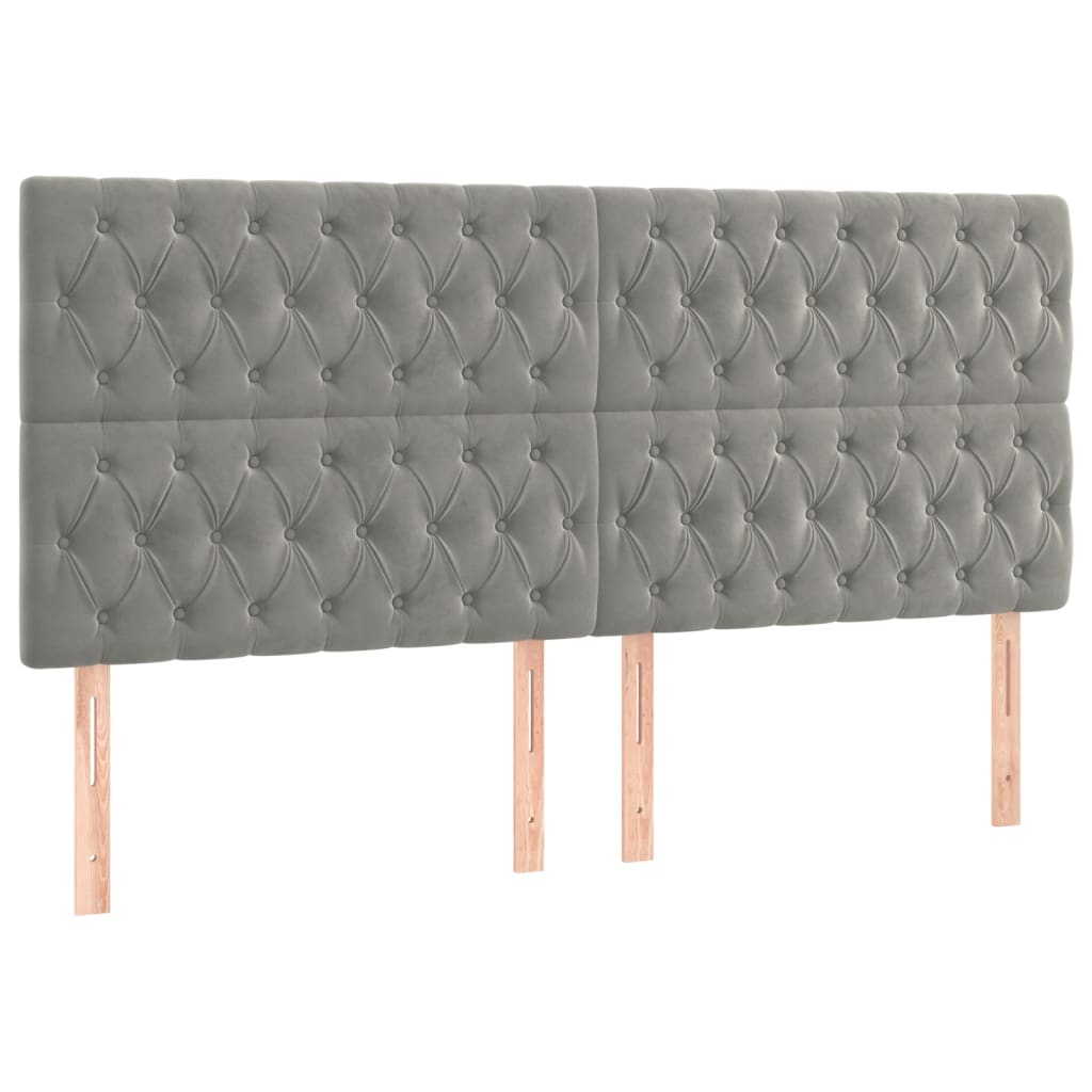 világosszürke bársony rugós ágy matraccal 200x200 cm