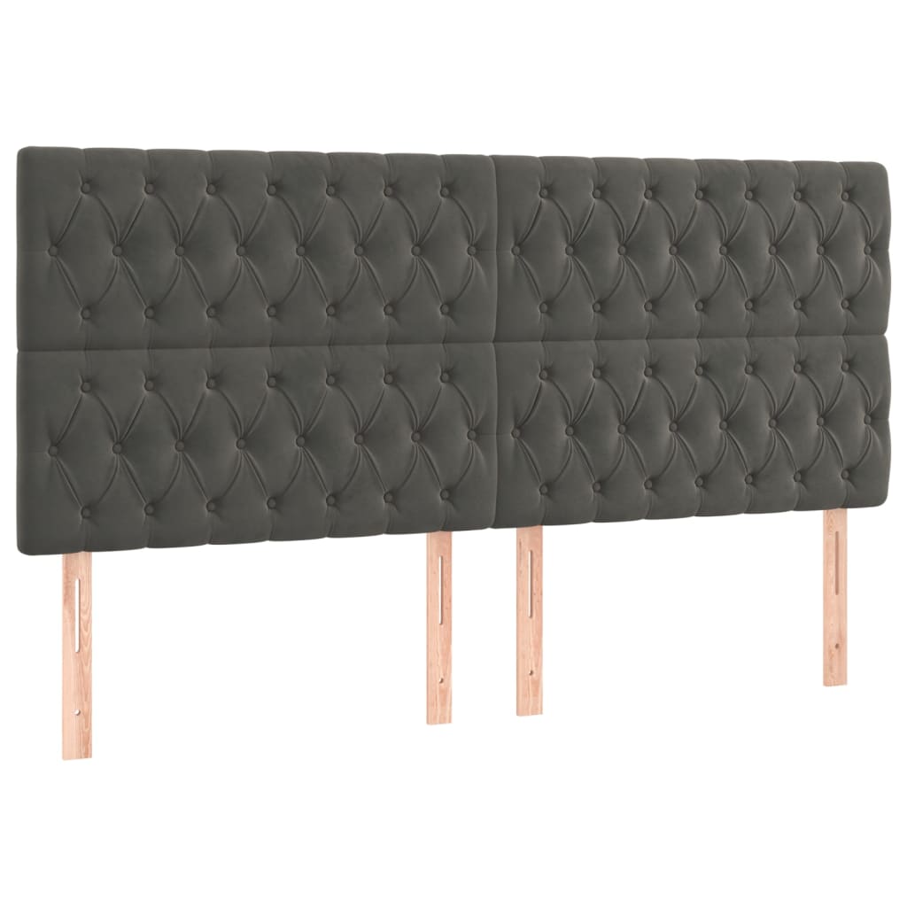sötétszürke bársony rugós ágy matraccal 200x200 cm