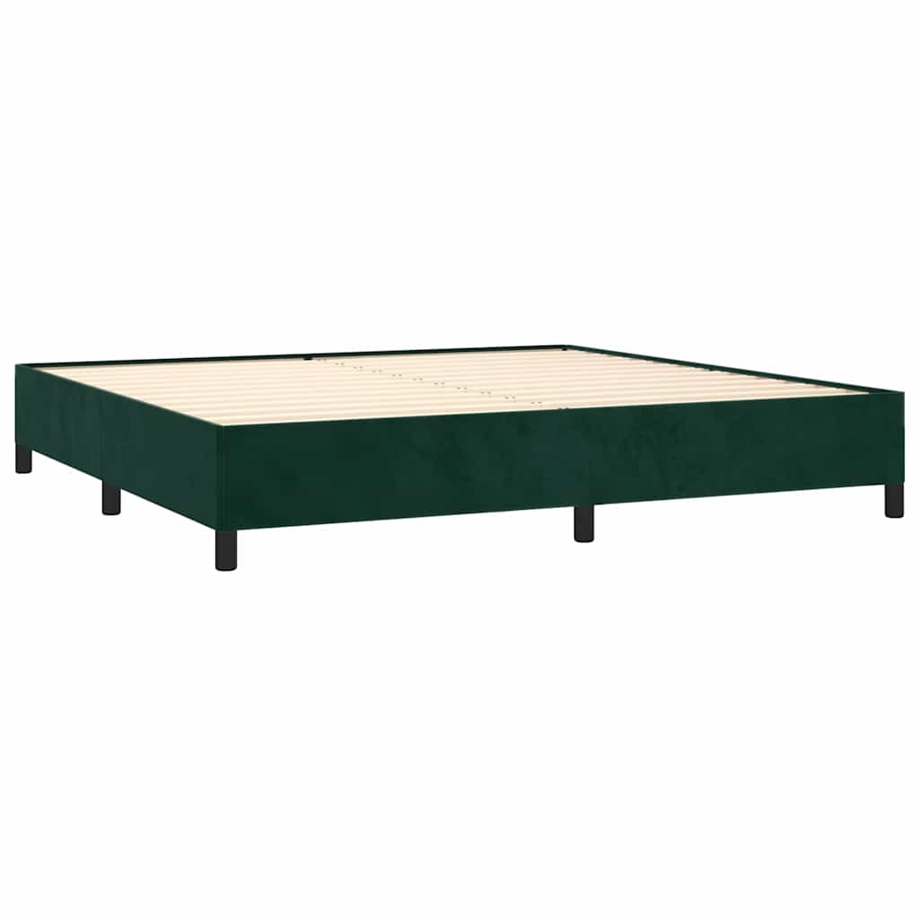sötétzöld bársony rugós ágy matraccal 200x200 cm