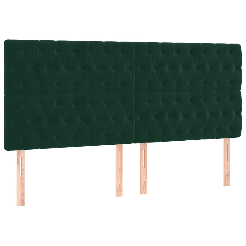 sötétzöld bársony rugós ágy matraccal 200x200 cm